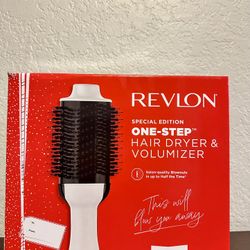 Revlon One-Step Volumizer 4.25" Ceramic Hair Dryer and Hot Air Brush, White, Holiday Edition