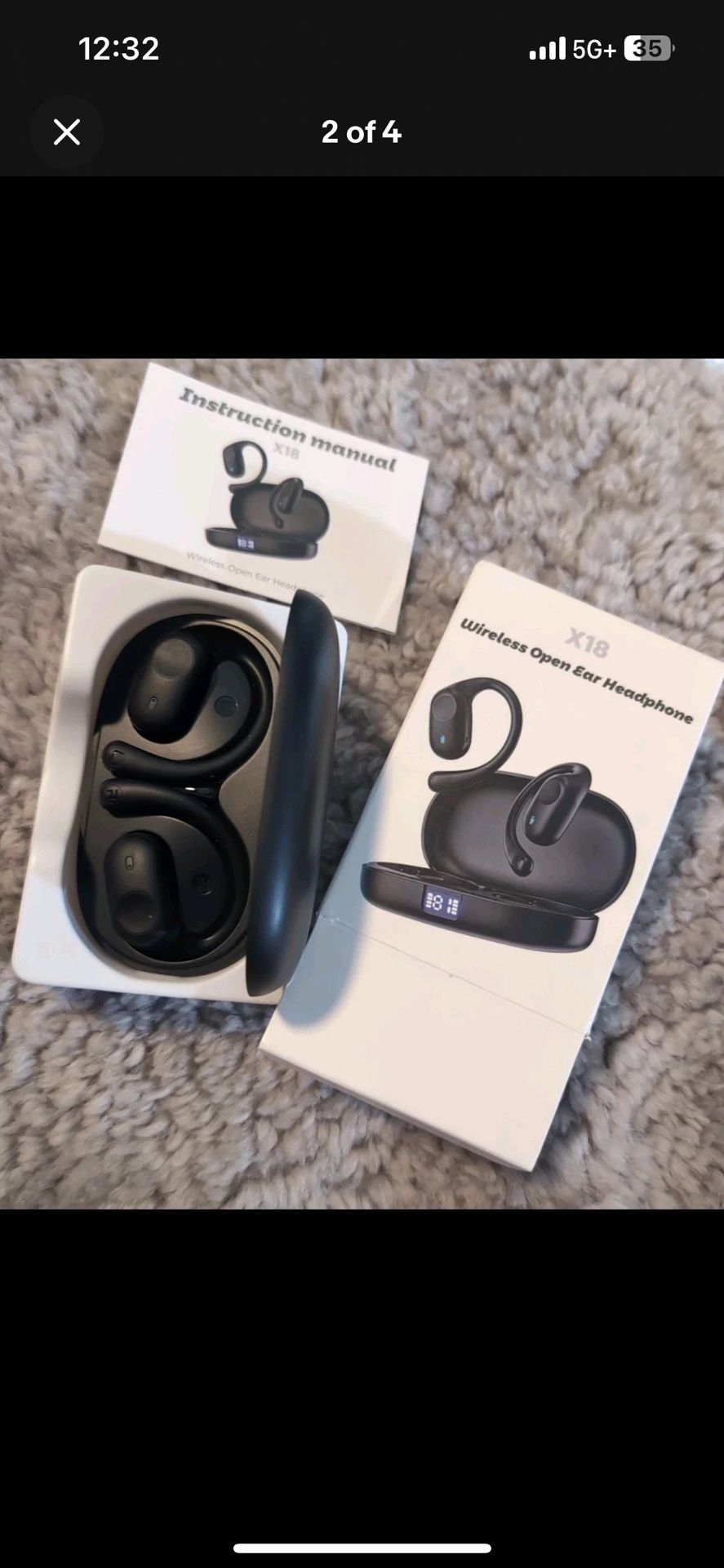 X18 open air conduction wireless BT earphones, ear mounted, non in ear, digital