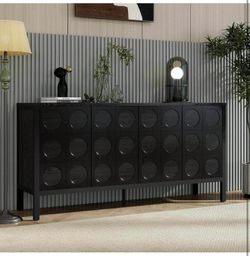 French Retro Sideboard Buffet Kitchen Storage Cabinet , coffee bar table  Black D-46