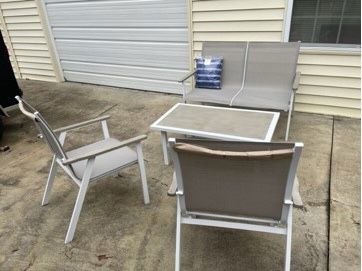 StyleWell, Beach Haven, Shell White, 4pc Sling Outdoor Patio Conversation Seating Set