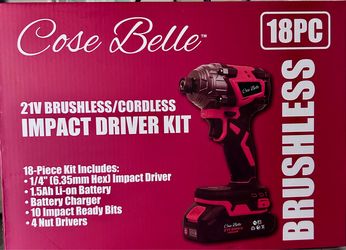 18 piece 21V Brushless/Chordless Impact Driver Drill Kit