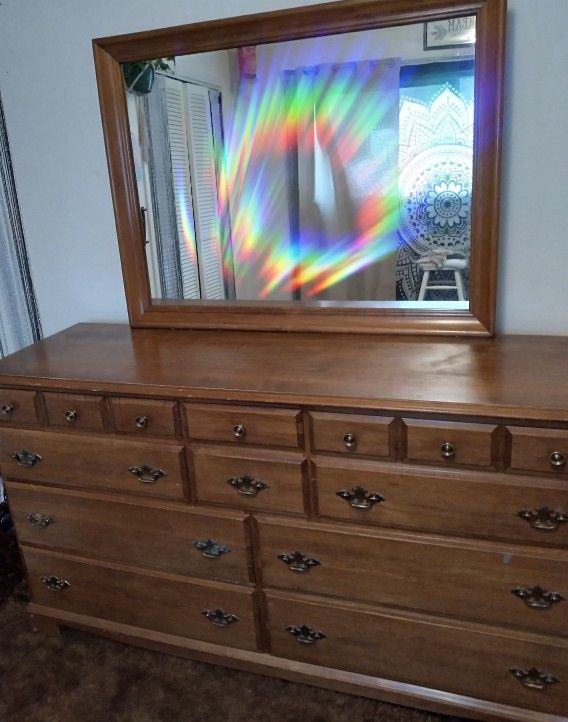 Antique Wood Dresser. 10 Drawers.