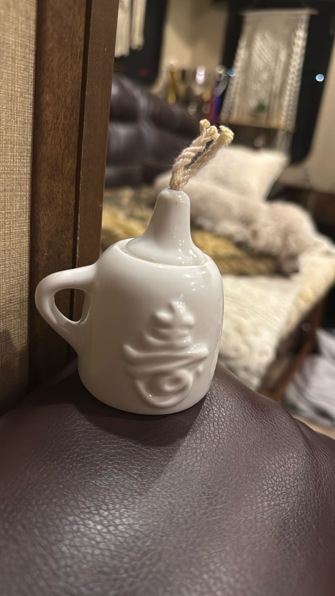 KOREAN TRADITIONAL OIL LAMP, ORIGINAL WICK INCLUDED