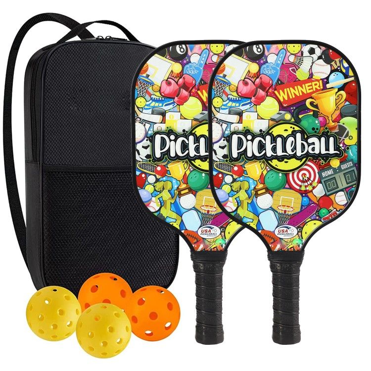 <>
Pickleball Paddles, USAPA Approved Fiberglass Surface Pickleball Set with Pickleball Rackets, Pickleball Paddles Set for Men Women