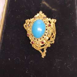 Vintage Florenza Turquoise Cabochon 2 Inch