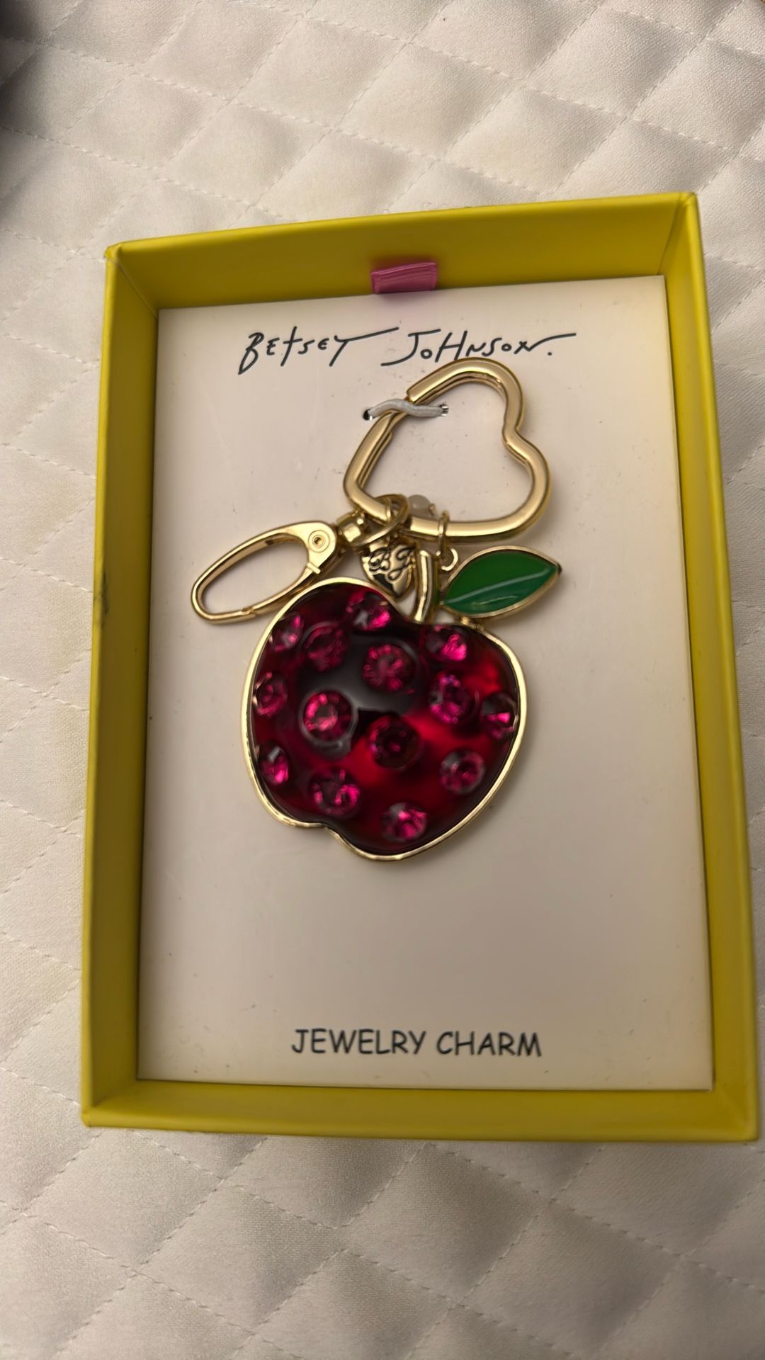 Betsey Johnson Sparkling Red Apple Bag Charm