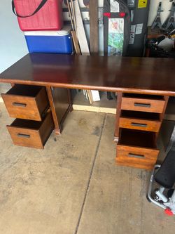 Wood Executive Desk with Drawers