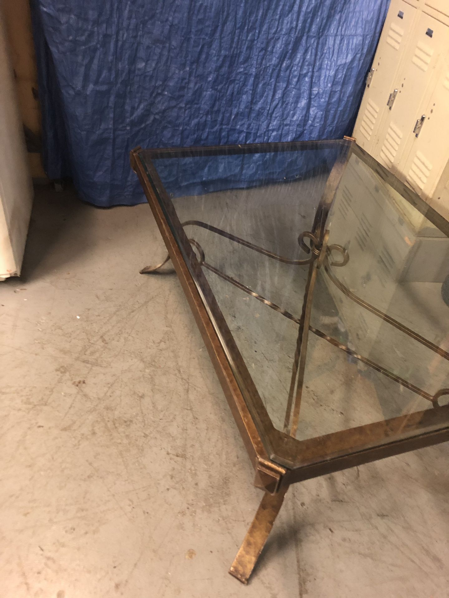 Coffee table metal frame with glass