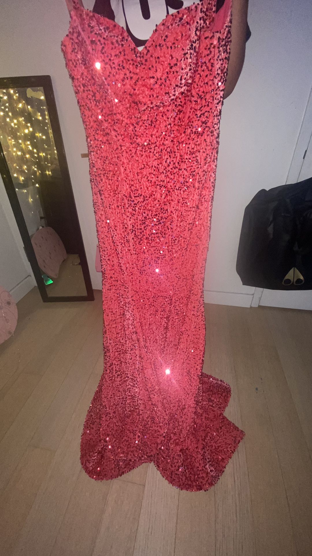 Mermaid Sequins Pink Prom Dress 