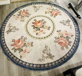 72” round carpet area rock