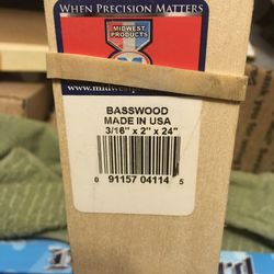 Midwest Basswood wood 3/16" x 2 x 24in (1)pc.
