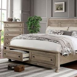 Brand New Ruth Grey 4pc Queen Bedroom Set (Available In California & Eastern King Size)