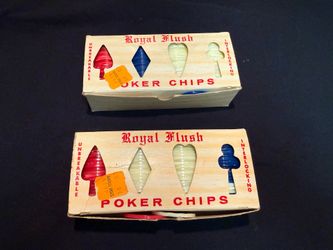 Vintage MCM 1960s royal flush interlocking poker chip set a lot of two boxes