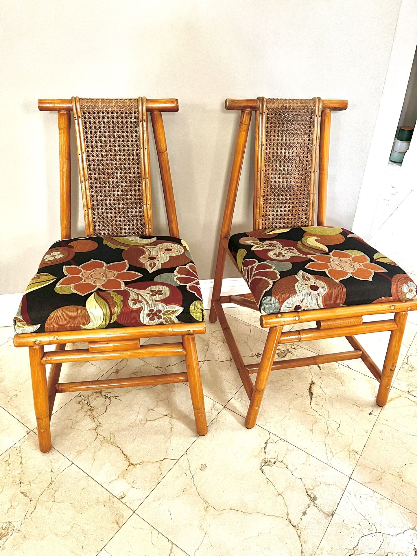 Vintage Cane & Bamboo Set of Chairs