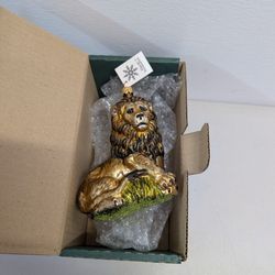 Blown Glass Lion Christmas Ornament 