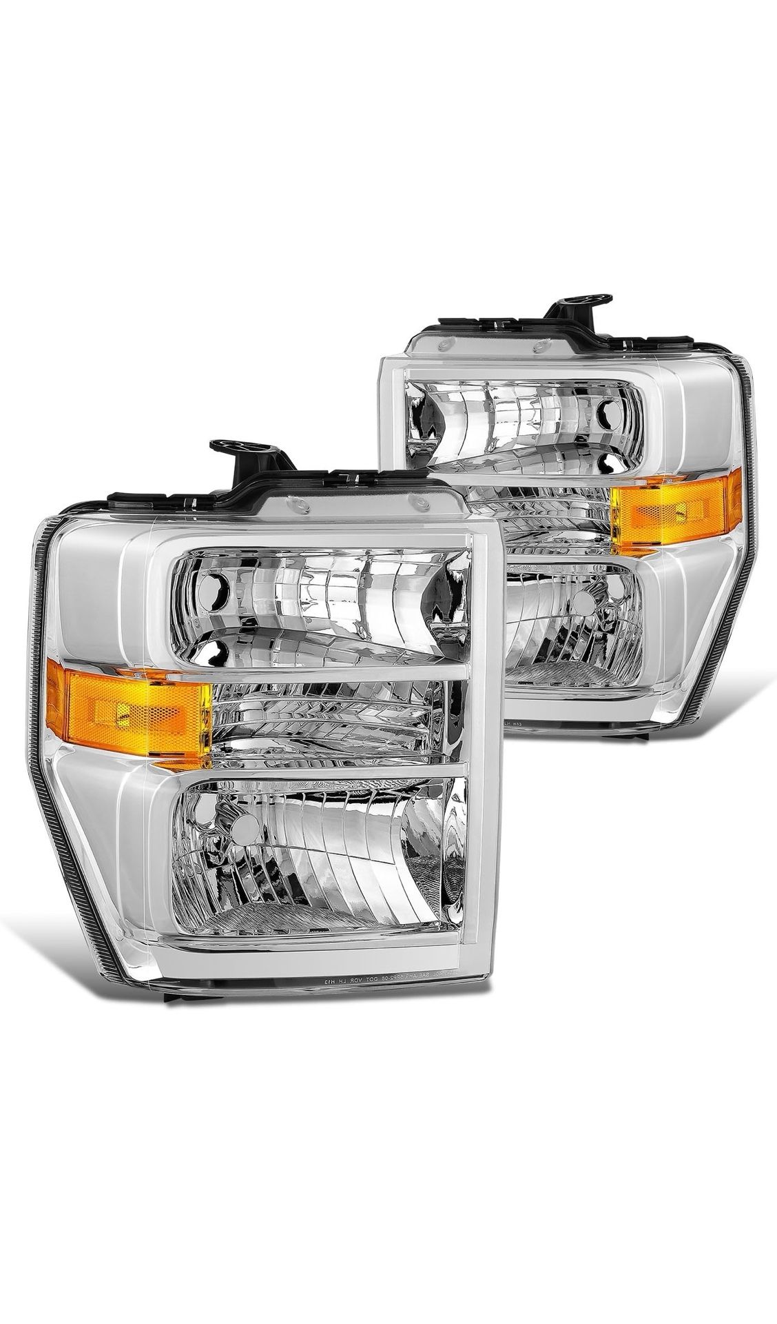 08-21 Ford E & F Series Headlights OEM Style Chrome Amber Luces Cromadas Estilo Original