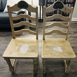 Pair of solid wood chairs with distressed finish, VERY GOOD CONDITION, $30 for the PAIR!
