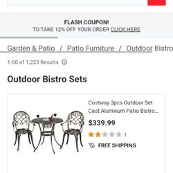 Cast Aluminum Bistro Table And Chair Set