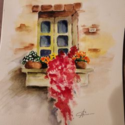 Watercolor "ITALY  WINDOW" 11X15 "> /R" 