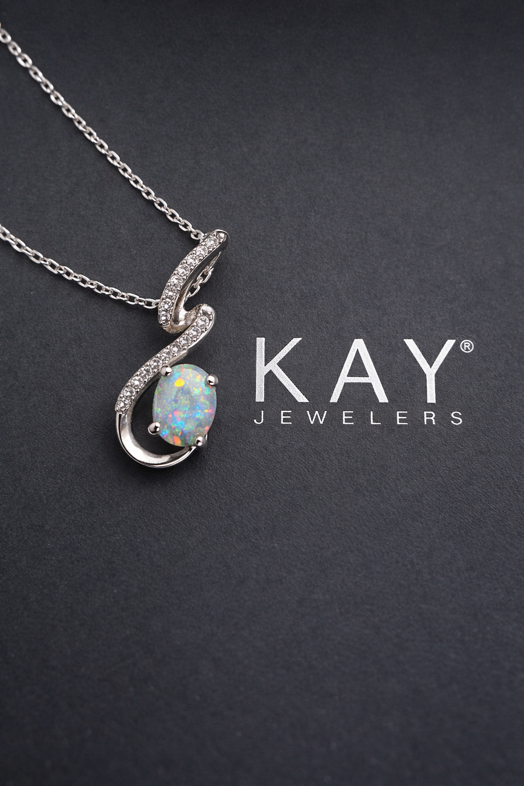 Kay Jewelers Sterling Silver Opal Necklace β Like New, Paid Lifetime Warranty