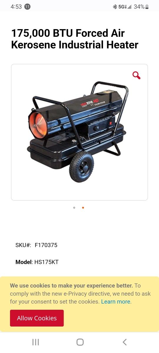 Heatstar Hd By Ernerco 175K BTU Heater