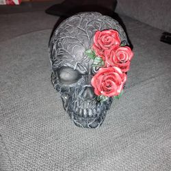 Black Skull Head With Roses 