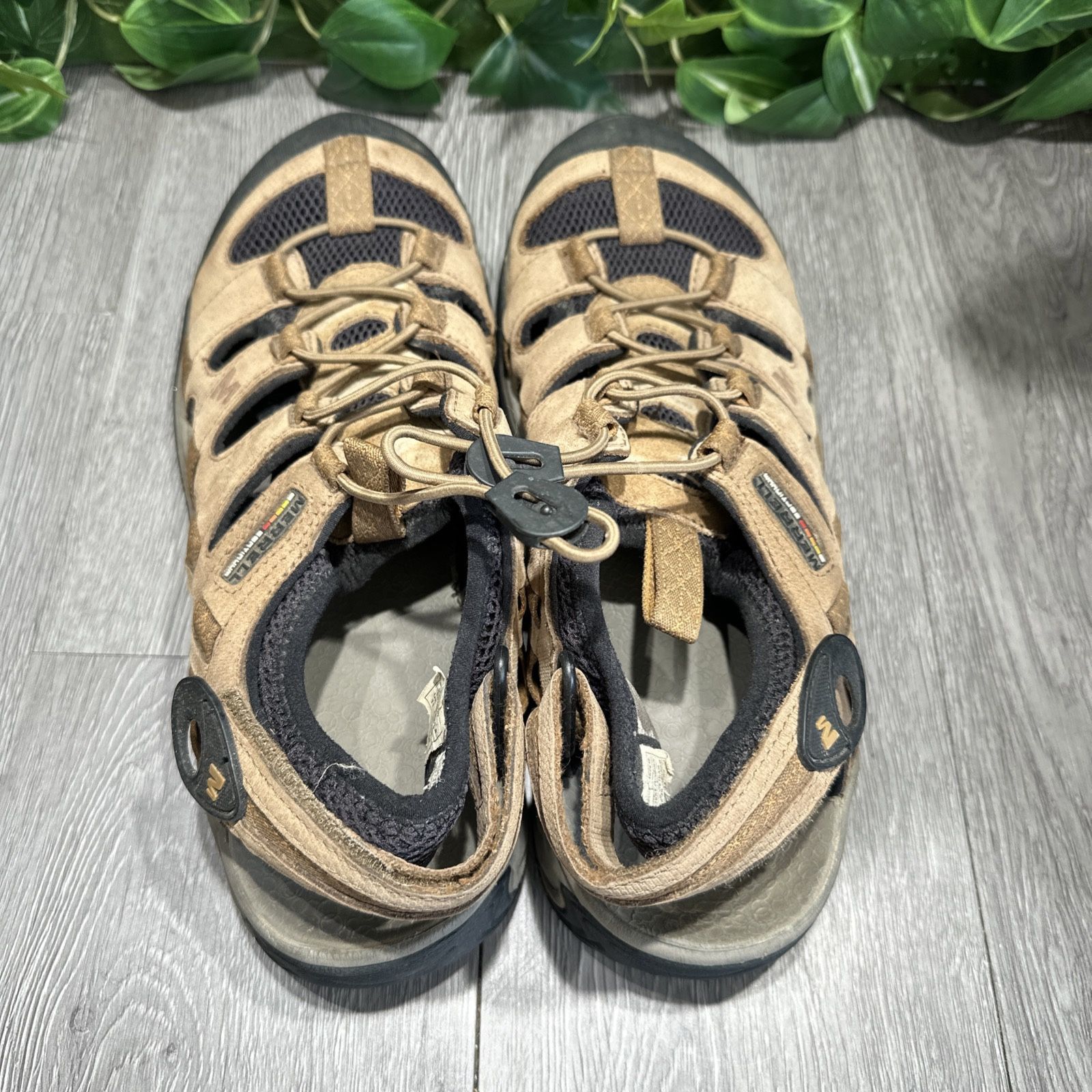 Merrell Leather Saugatuck Kangaroo Hiking Sandals Light Brown Men’s Size 11 Merrell Suede Sandals for Men for sale | eBay main image 3