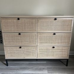 Natural Rattan 6 drawer Dresser 