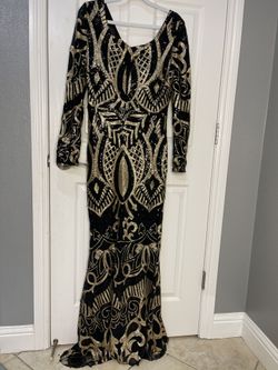 Elegant Black And Gold Maxi Dress