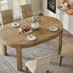 CH0002 new in box Rustic Brown 55.11-Inch Solid Wood Dining Table Oval Kitchen Table for 4-6