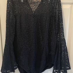 Torrid Insider Collection Black Lace Bell Sleeve Bodysuit Plus Size 2 / 2X 18-20