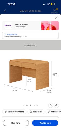 Wood Writing Desk with Two Drawers