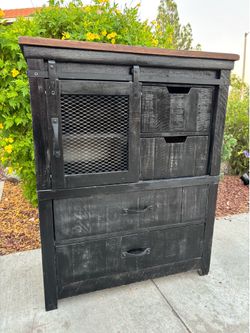Black Farmhouse Style Wood Dresser Chest of Drawers Furniture Great Condition