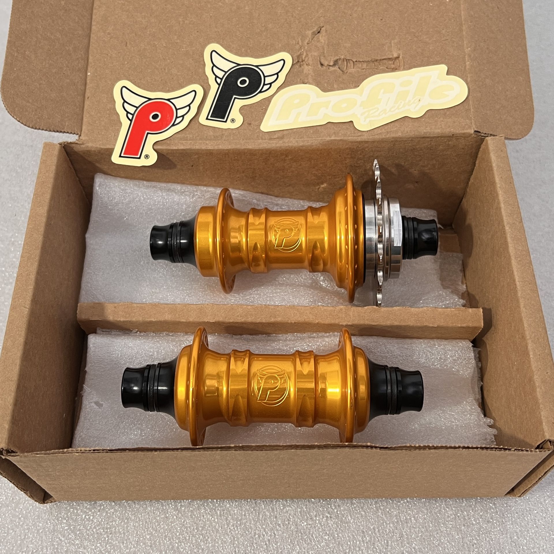 BRAND NEW PROFILE MINI 36H RHD 16T 14MM PRO BMX GOLD HUBS elite madera galaxy rust demolition odyssey onyx gsport shadow bombshell 20 22 24 26 cruiser