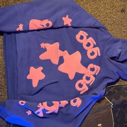 Sp5der Hoodie Blue Pink Beluga Star