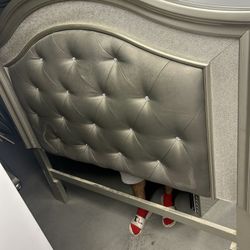 Queen bed frame and vanity mirror 