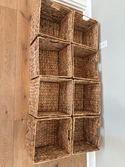 Woven Water Hyacinth Storage Baskets Set of 8