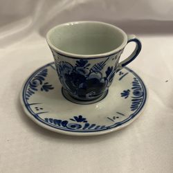 Antique Teacup/saucer Delfts Blue