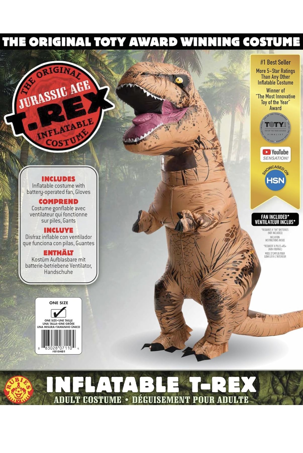 Inflatable T-Rex Dinosaur Costume Adult Standard by Rubie’s