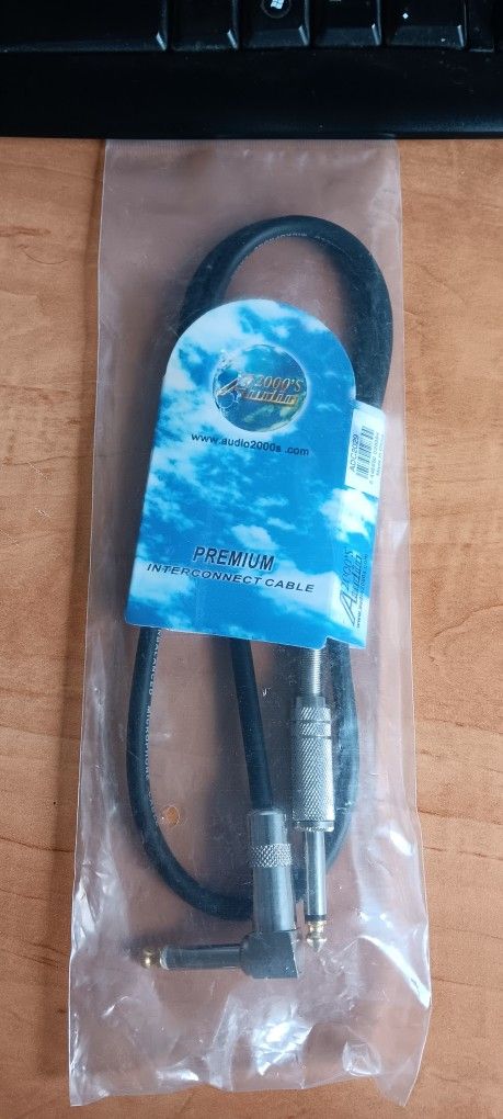 3Ft 1/4" Male Connector To 1/4" Right Angle Male Audio Cable