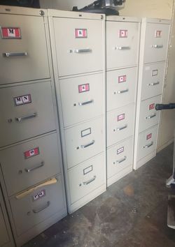 4-Drawer Metal Filing Cabinets – Set of 4