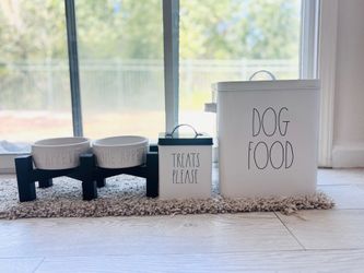 Rae Dunn Dog Bowls, Food Container, and Treat Container Set
