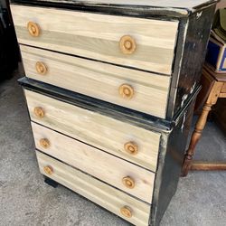 Solid Wood 5 Drawer Tall Dresser