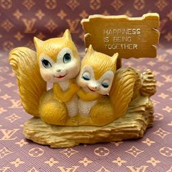 Vintage Anthropomorphic Mom & Baby Squirrel Figure Hong Kong