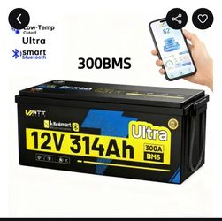 WattCycle 12V 300Ah LiFePO4 Battery Bluetooth(314Ah), Ultra 300Ah BMS, 8000+ Deep Cycles, Built-in Metal Frame & Full Metal Case, 4.01kWh Battery Perf