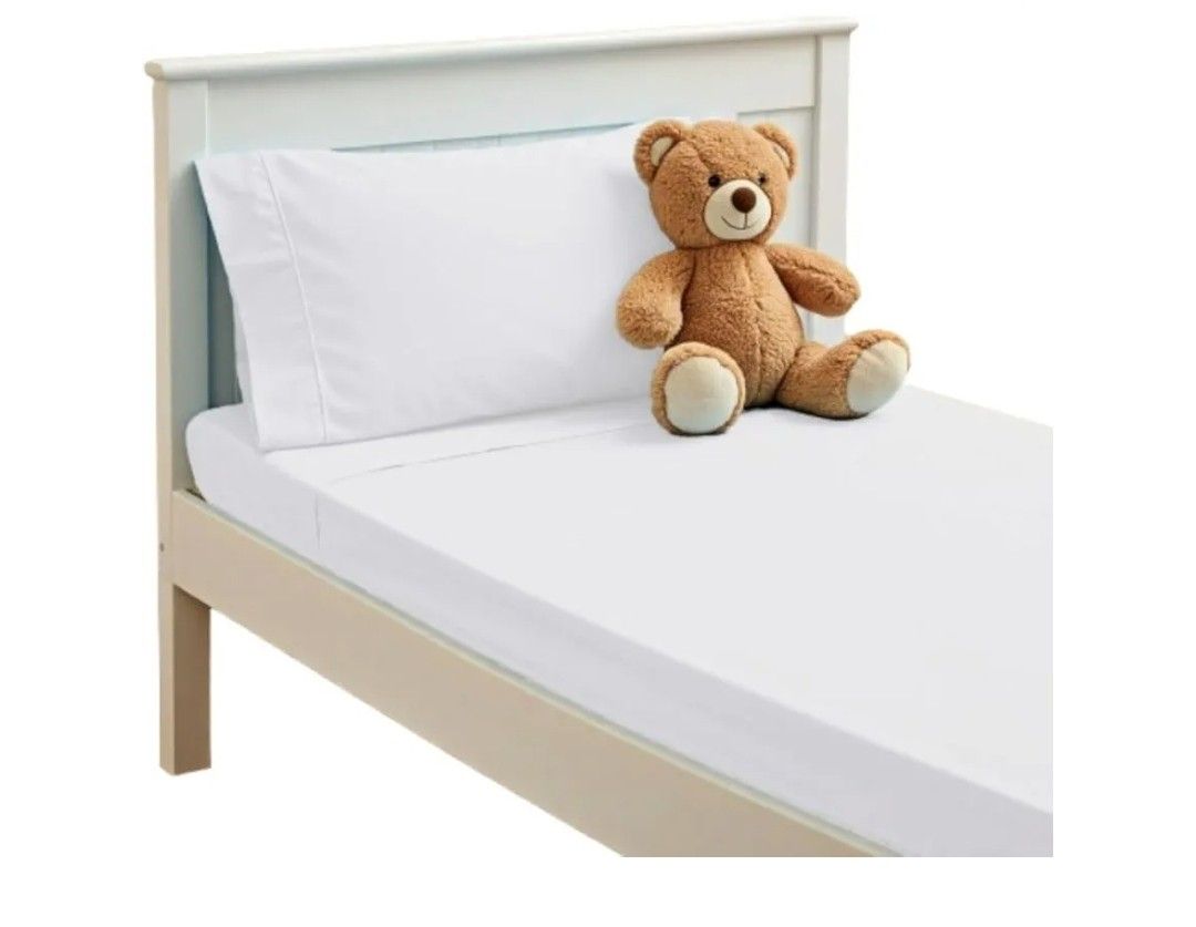 4816: PLAIN PRINTED LINEN 3-Piece Toddler Sheet Set, 100% Cotton Fitted Sheet, Flat Sheet and Envelope Pillowcase, Toddler