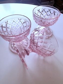 8 fostoria pink depression glass dessert goblets