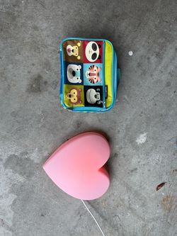 Pink Heart Nightlight + Kids Animal Lunchbox