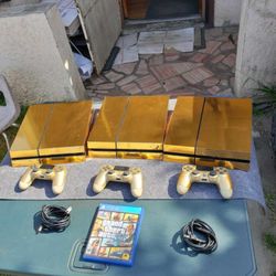 All Gold Playstation 4 PS4 PS 4 500GB with 1 Game 1 controller $175! Or 1,000GB $200 or 2,000GB $275! All work 100% can be tested