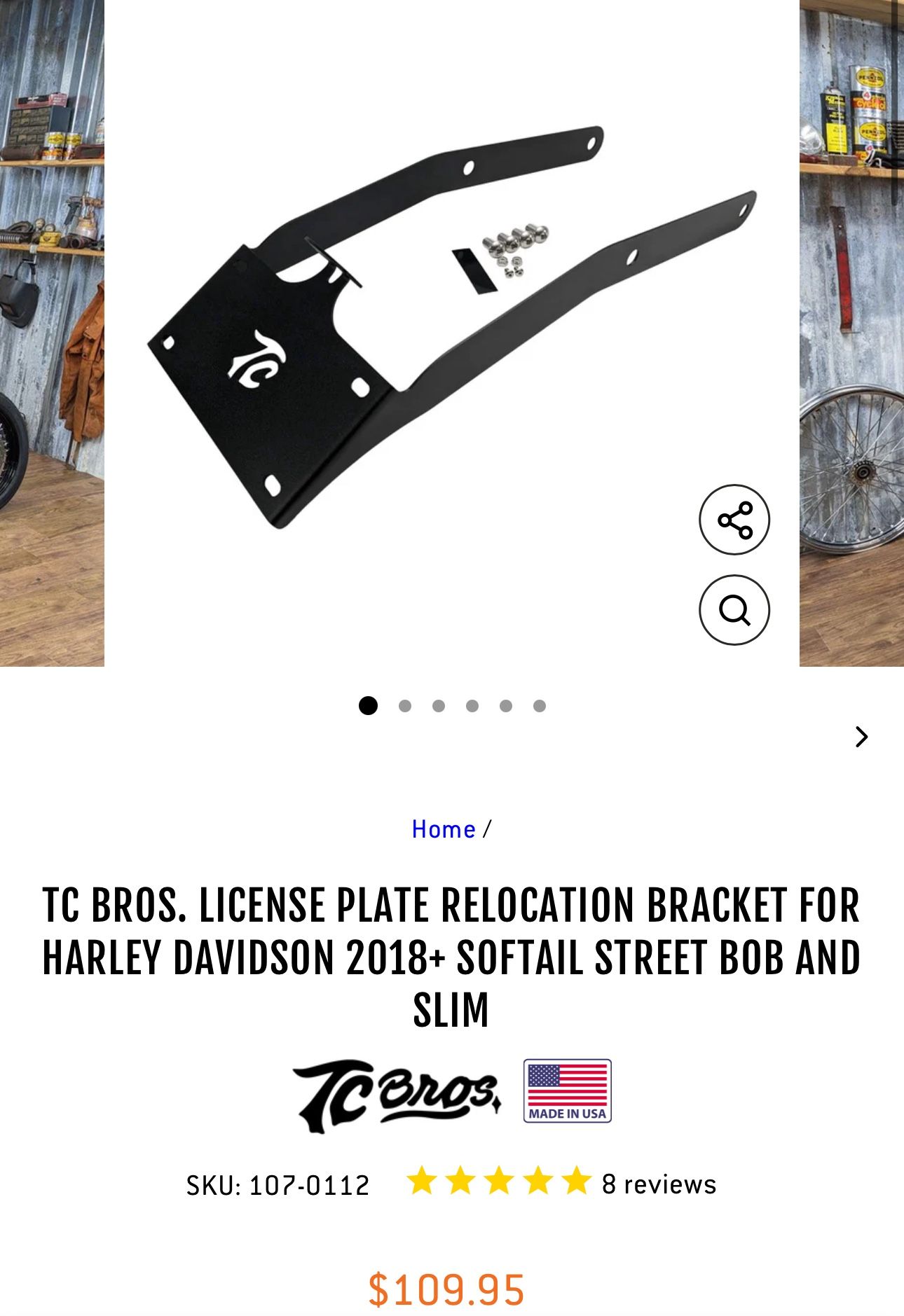 TC BROS. LICENSE PLATE RELOCATION BRACKET FOR HARLEY DAVIDSON 2018+ SOFTAIL STREET BOB AND SLIM